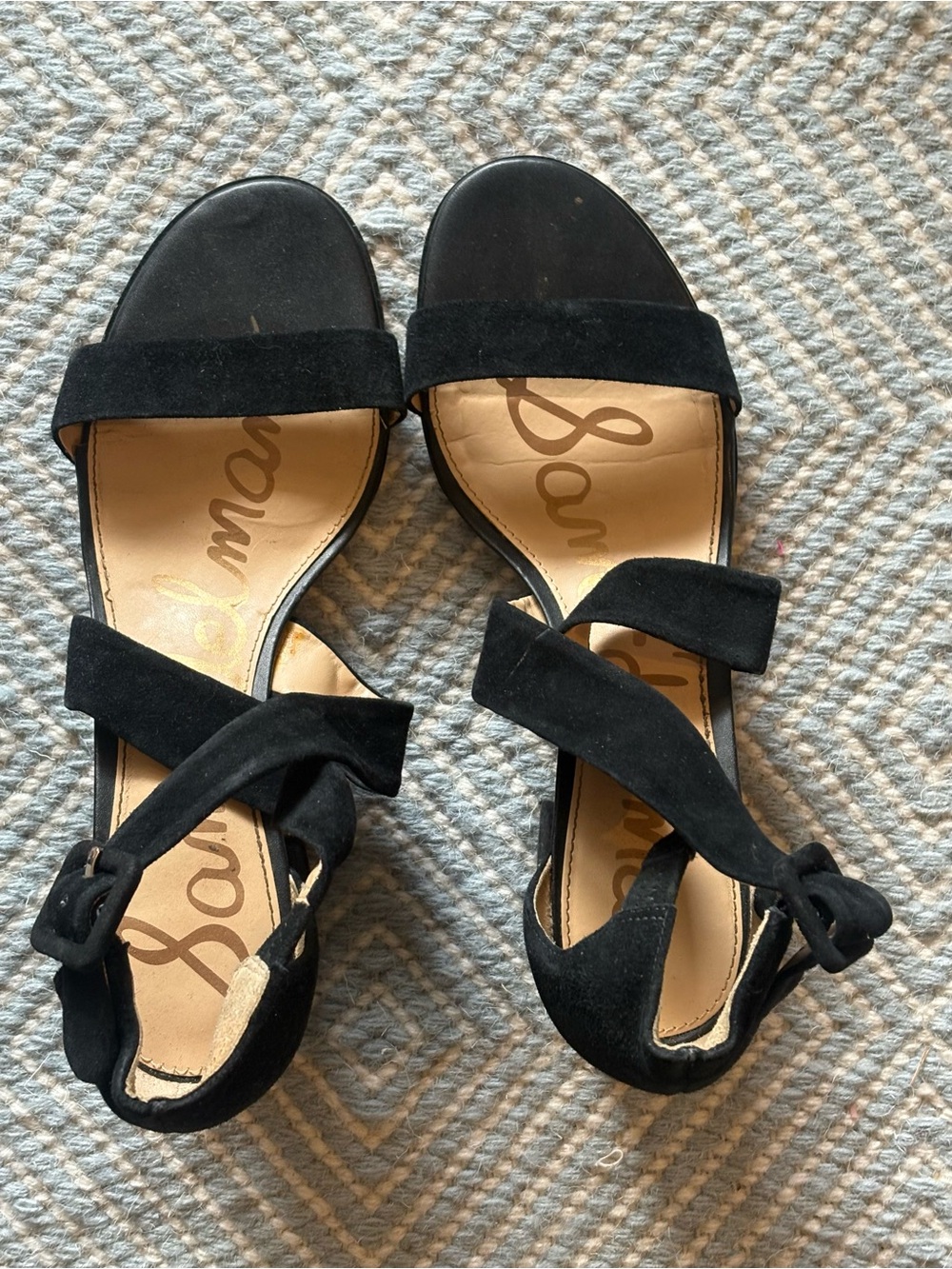 Sam Edelman Black Suede Crisscross Ankle Tie Sandals